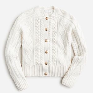Brand New J Crew Wool Cable Knit Cardigan ~ Gold Buttons Sweater